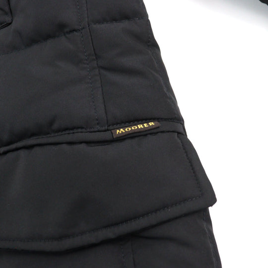 MOORER Down jacket Outer: 100% polyester, Lining: 50% polyester, Lining: 50% nylon, Sleeve lining: 100% nylon, Filling: down black VALENTE-KM mens 44 Used Authentic