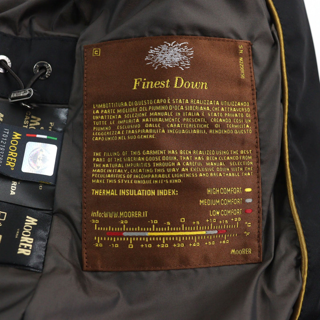 MOORER Down jacket Outer: 100% polyester, Lining: 50% polyester, Lining: 50% nylon, Sleeve lining: 100% nylon, Filling: down black VALENTE-KM mens 44 Used Authentic