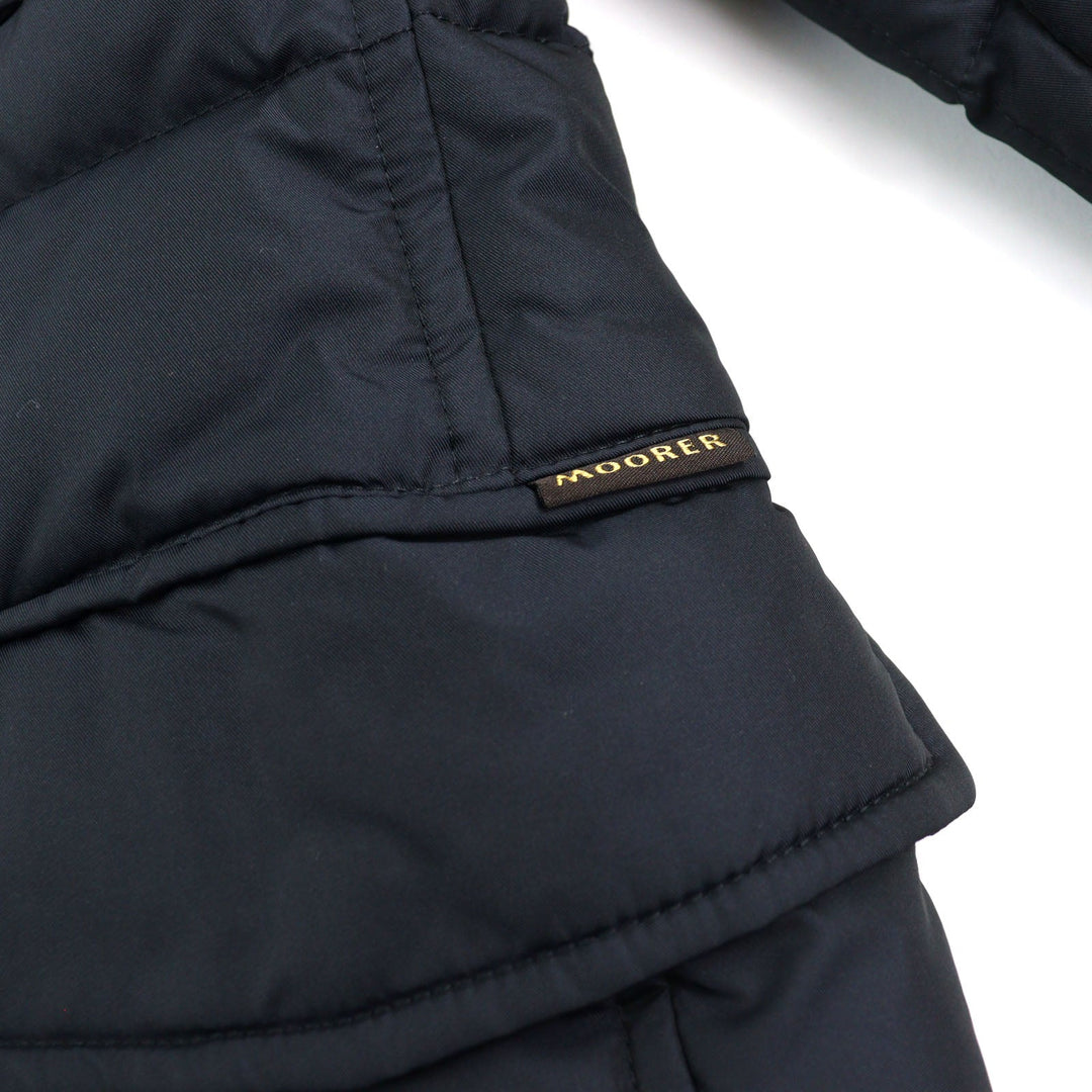 MOORER Down jacket Outer: 100% polyester, Lining: 50% polyester, Lining: 50% nylon, Sleeve lining: 100% nylon, Filling: down Navy VALENTE-KM mens 42 Used Authentic