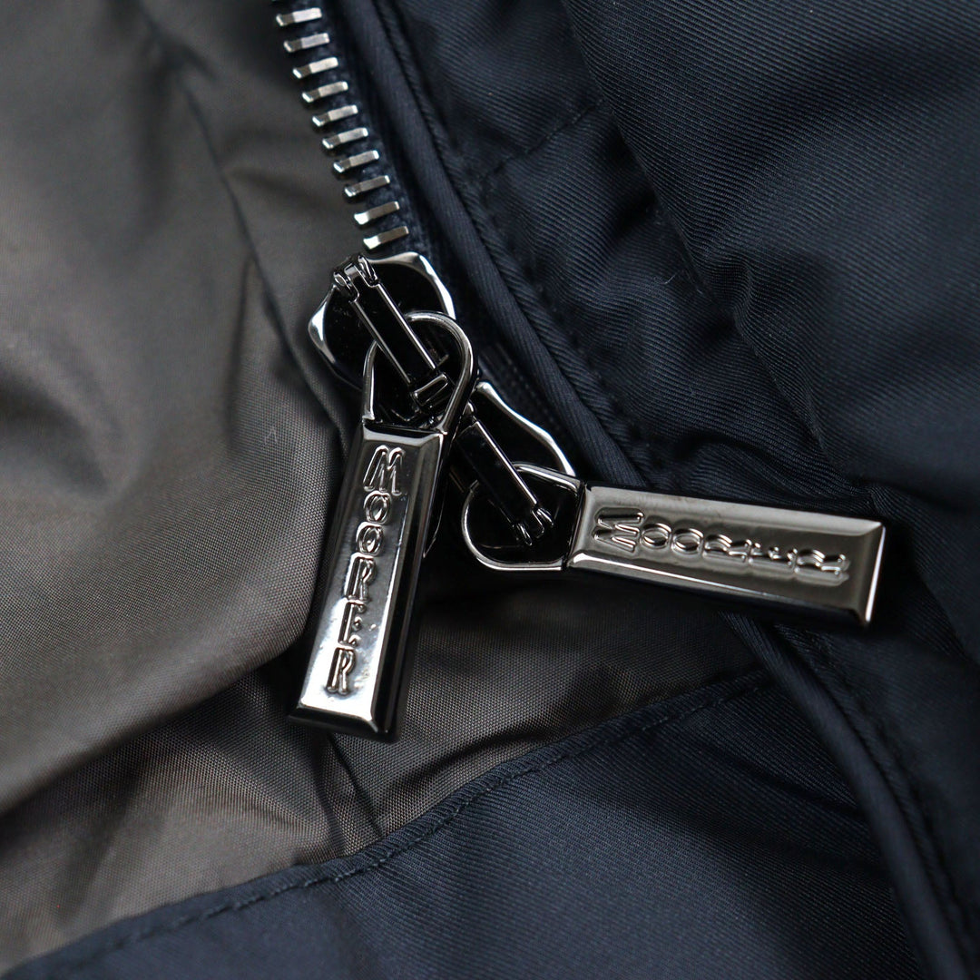 MOORER Down jacket Outer: 100% polyester, Lining: 50% polyester, Lining: 50% nylon, Sleeve lining: 100% nylon, Filling: down Navy VALENTE-KM mens 42 Used Authentic