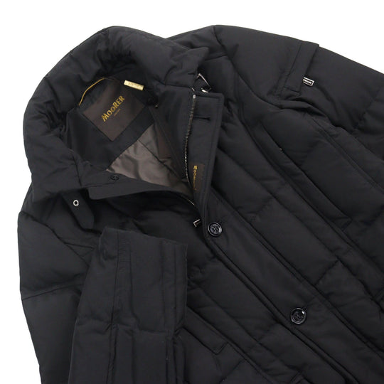 MOORER Down jacket Outer: 100% polyester, Lining: 50% polyester, Lining: 50% nylon, Sleeve lining: 100% nylon, Filling: down black VALENTE-KM mens 42 Used Authentic