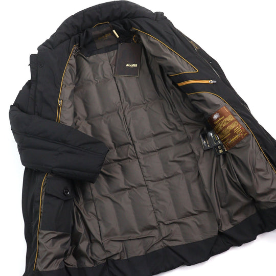 MOORER Down jacket Outer: 100% polyester, Lining: 50% polyester, Lining: 50% nylon, Sleeve lining: 100% nylon, Filling: down black VALENTE-KM mens 42 Used Authentic