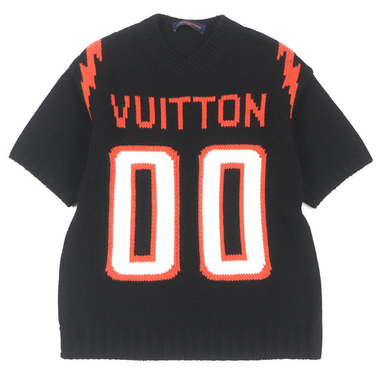 LOUIS VUITTON knit HMN66W Main: 47% wool, 30% rayon, 15% nylon, 8% cashmere black Intarsia Football mens S Used Authentic