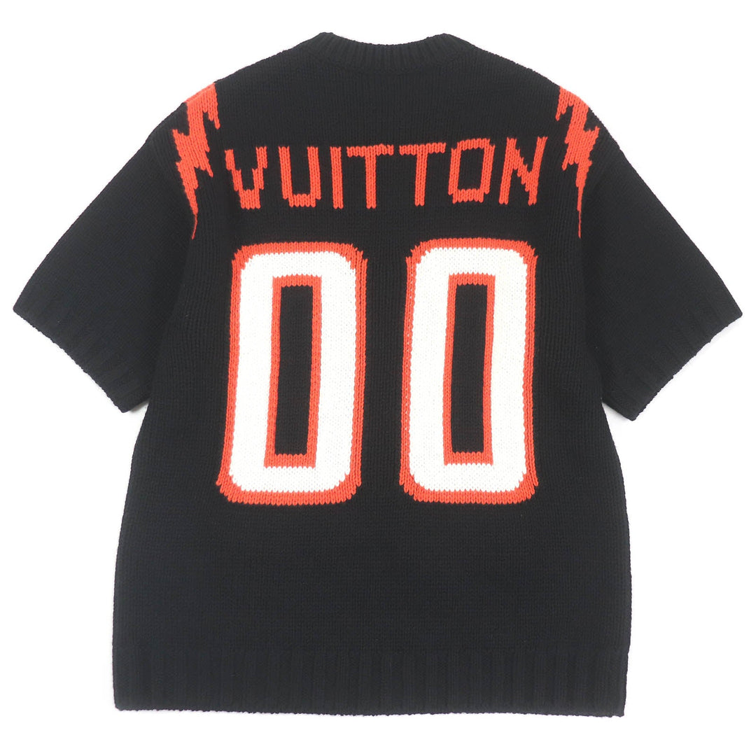 LOUIS VUITTON knit HMN66W Main: 47% wool, 30% rayon, 15% nylon, 8% cashmere black Intarsia Football mens S Used Authentic