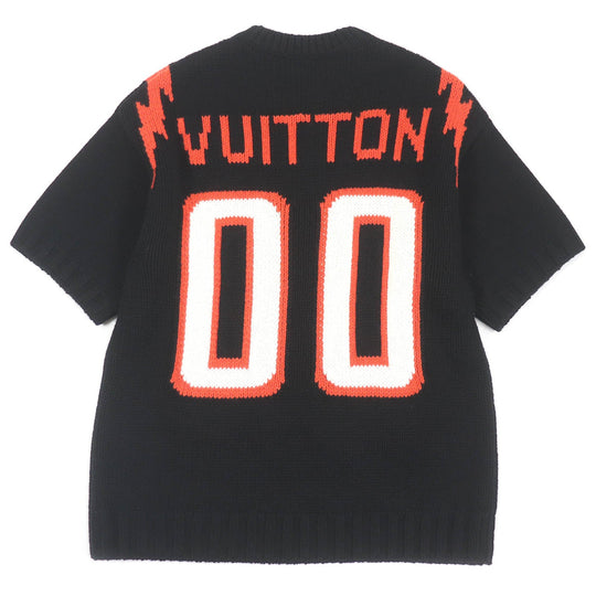 LOUIS VUITTON knit HMN66W Main: 47% wool, 30% rayon, 15% nylon, 8% cashmere black Intarsia Football mens S Used Authentic