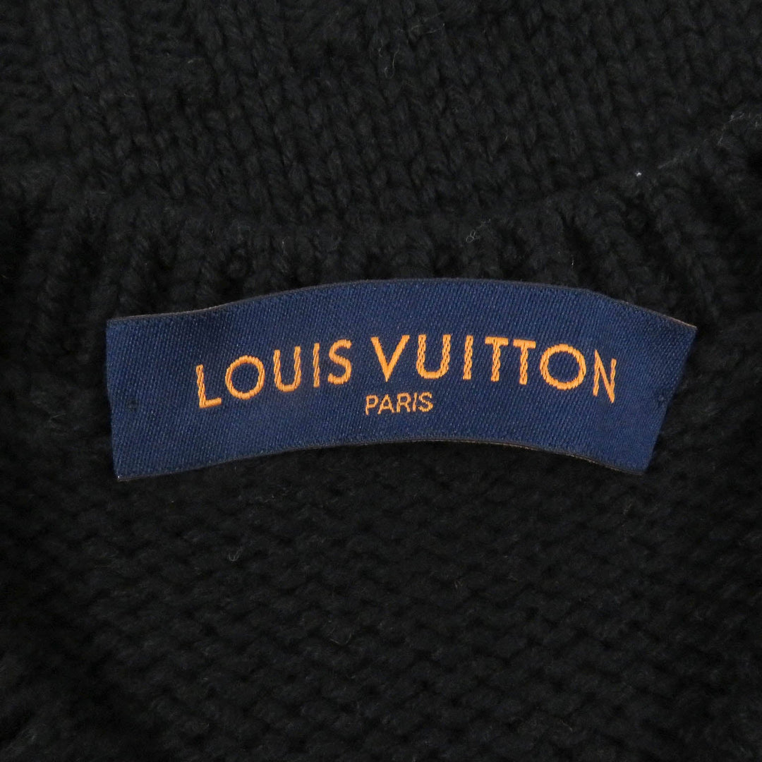 LOUIS VUITTON knit HMN66W Main: 47% wool, 30% rayon, 15% nylon, 8% cashmere black Intarsia Football mens S Used Authentic