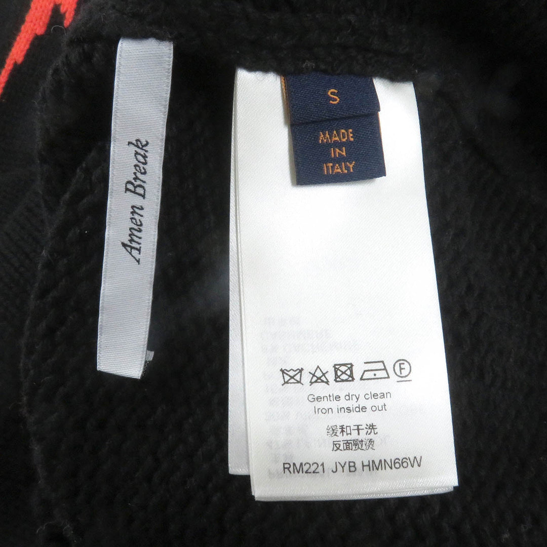 LOUIS VUITTON knit HMN66W Main: 47% wool, 30% rayon, 15% nylon, 8% cashmere black Intarsia Football mens S Used Authentic