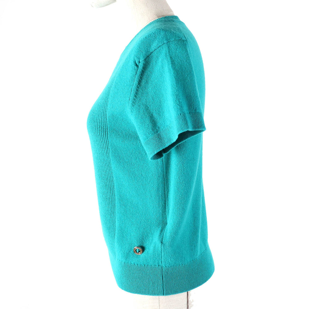 HERMES Short sleeve knit 4E2600D1 Main: 100% cashmere Emerald green Women 38 Used Authentic