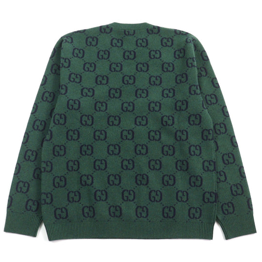 GUCCI knit 678942 Main: 100% wool, part: 94% wool, part: 5% nylon, part: 1% polyurethane Green type All-over pattern mens M Used Authentic