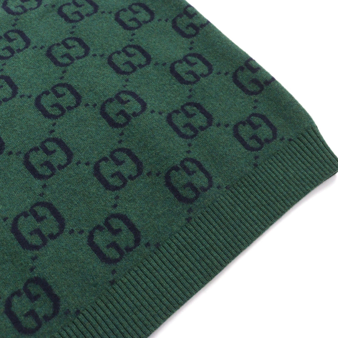 GUCCI knit 678942 Main: 100% wool, part: 94% wool, part: 5% nylon, part: 1% polyurethane Green type All-over pattern mens M Used Authentic