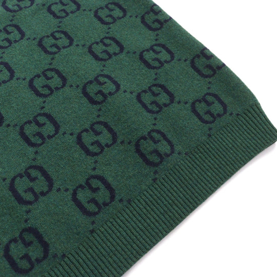 GUCCI knit 678942 Main: 100% wool, part: 94% wool, part: 5% nylon, part: 1% polyurethane Green type All-over pattern mens M Used Authentic