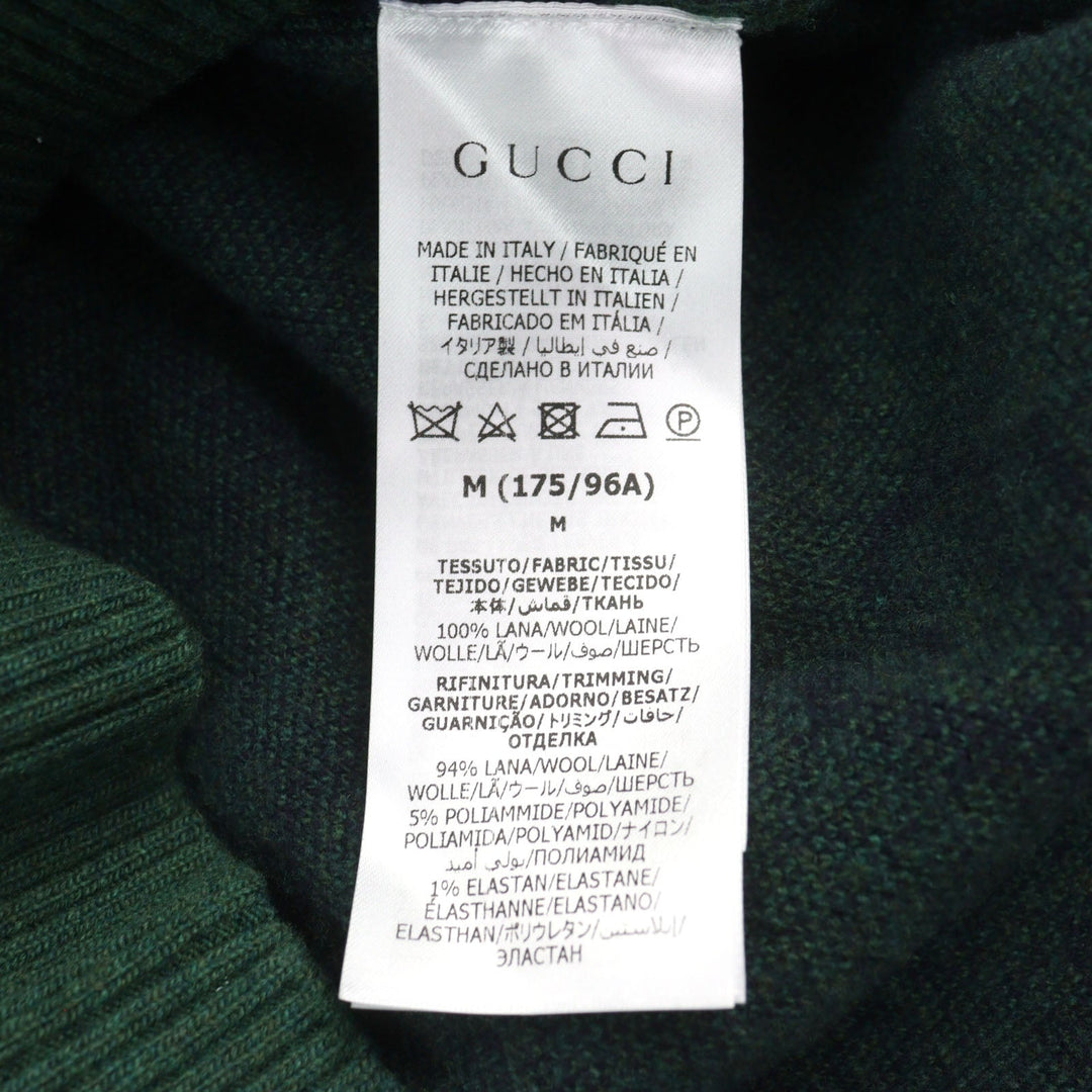 GUCCI knit 678942 Main: 100% wool, part: 94% wool, part: 5% nylon, part: 1% polyurethane Green type All-over pattern mens M Used Authentic
