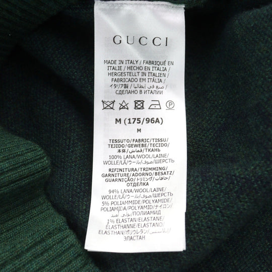 GUCCI knit 678942 Main: 100% wool, part: 94% wool, part: 5% nylon, part: 1% polyurethane Green type All-over pattern mens M Used Authentic