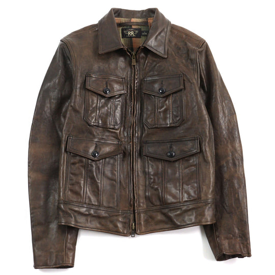 RRL leather jacket Main: Cowhide, Lining: 100% cotton Brown FENTON mens S Used Authentic