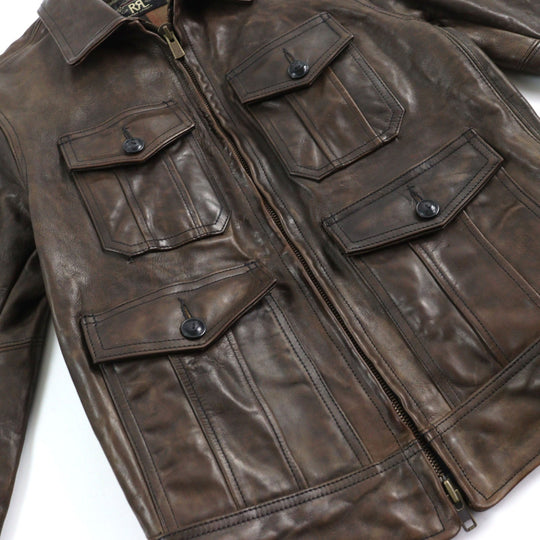 RRL leather jacket Main: Cowhide, Lining: 100% cotton Brown FENTON mens S Used Authentic