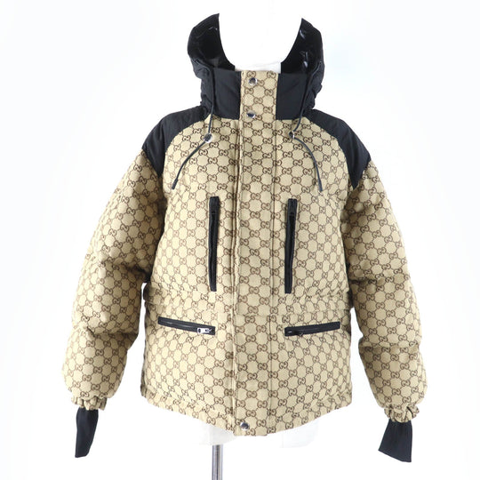 GUCCI Down jacket 761698 Main: 70% cotton, Main: 30% polyester, Main: 100% nylon, Part: 98% nylon, Part: 2% polyurethane beige GG canvas bomber jacket Women 36 Used Authentic
