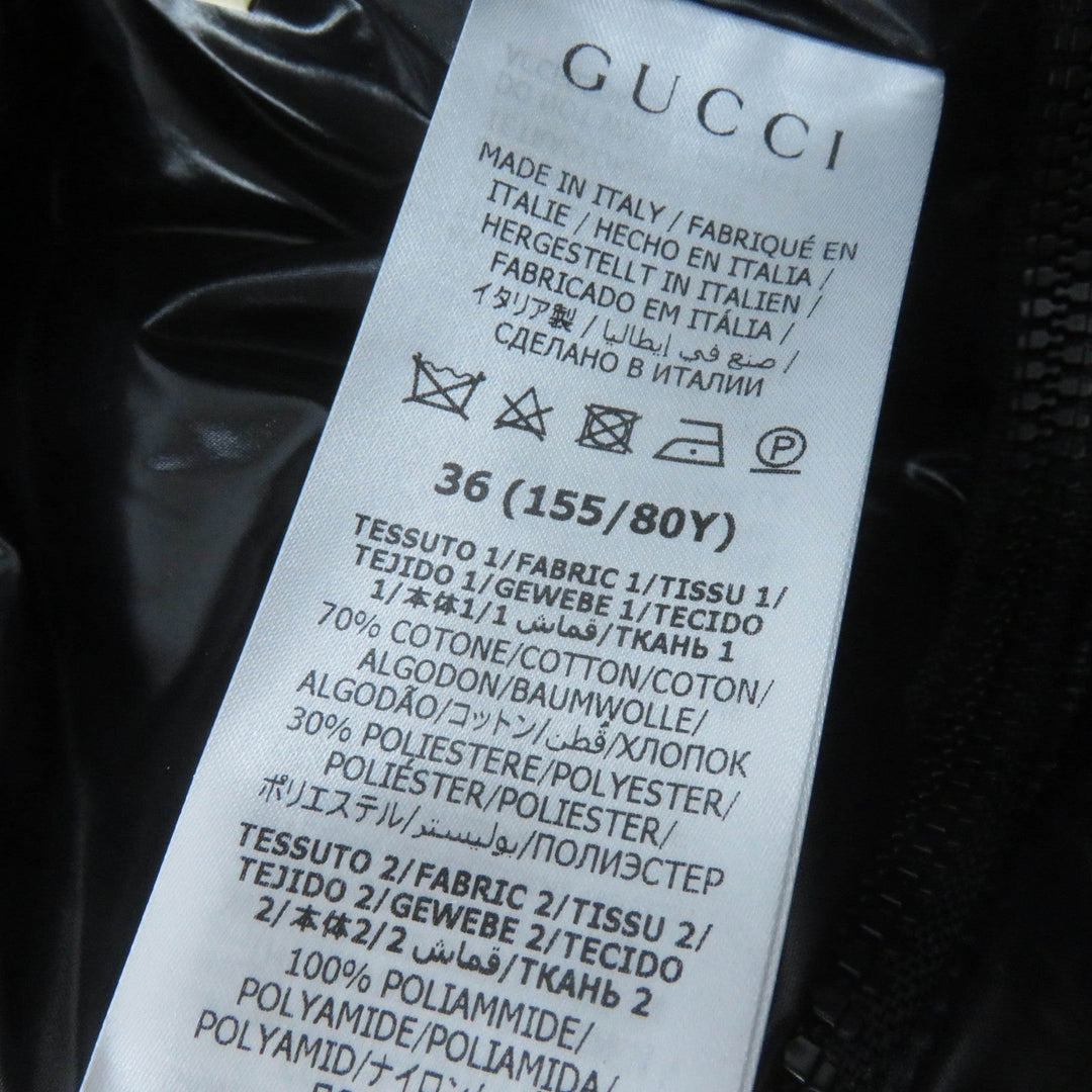 GUCCI Down jacket 761698 Main: 70% cotton, Main: 30% polyester, Main: 100% nylon, Part: 98% nylon, Part: 2% polyurethane beige GG canvas bomber jacket Women 36 Used Authentic