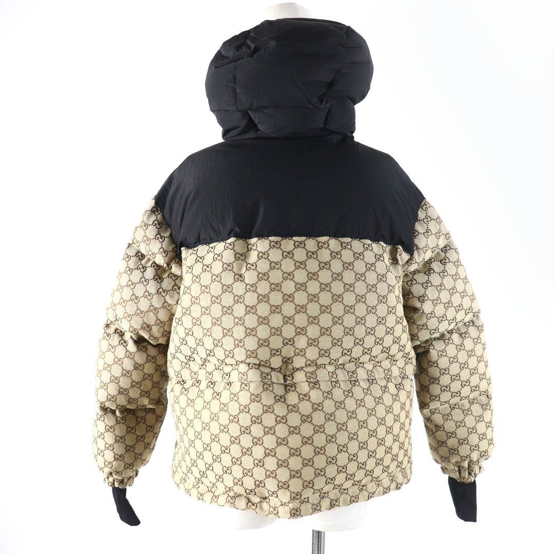 GUCCI Down jacket 761698 Main: 70% cotton, Main: 30% polyester, Main: 100% nylon, Part: 98% nylon, Part: 2% polyurethane beige GG canvas bomber jacket Women 36 Used Authentic