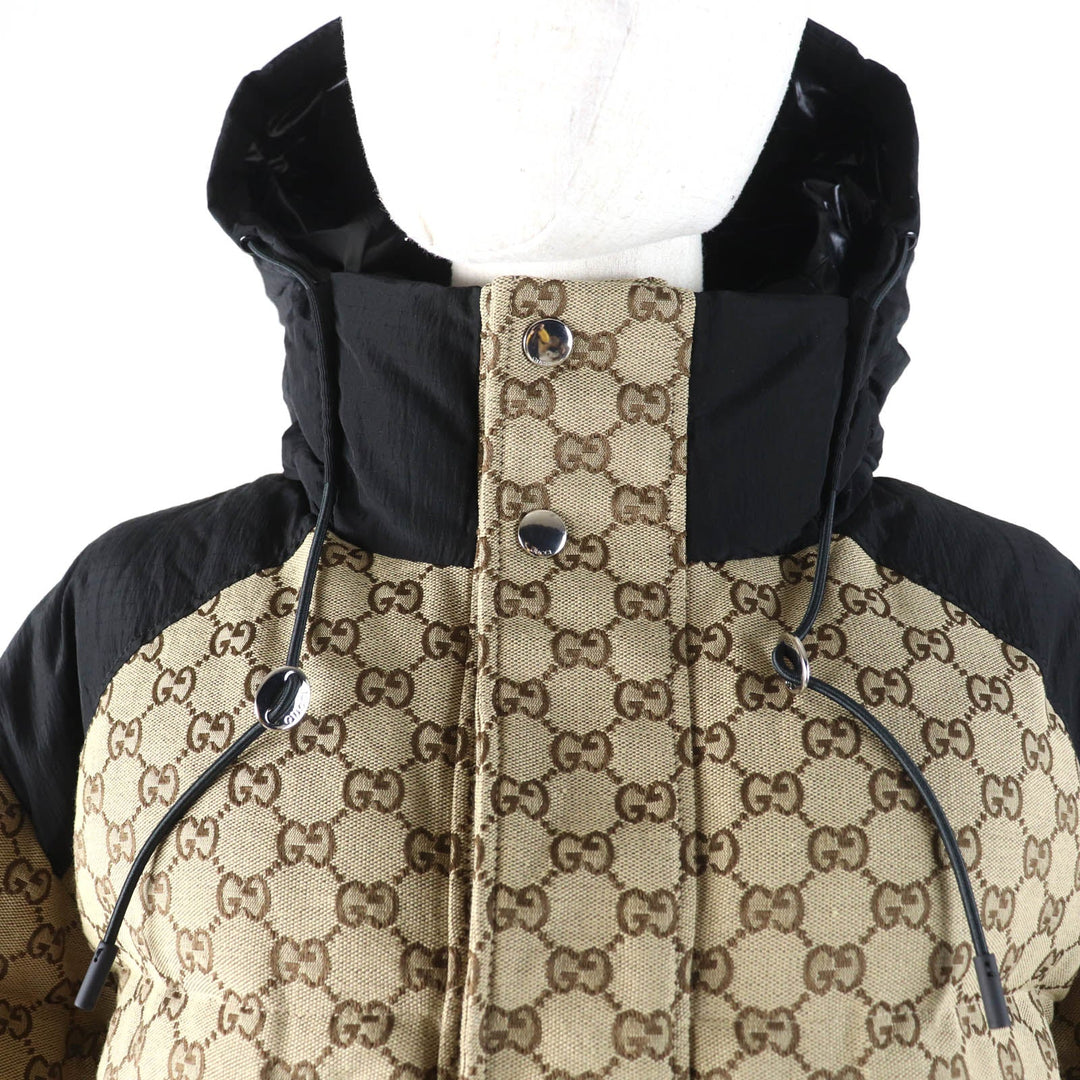 GUCCI Down jacket 761698 Main: 70% cotton, Main: 30% polyester, Main: 100% nylon, Part: 98% nylon, Part: 2% polyurethane beige GG canvas bomber jacket Women 36 Used Authentic