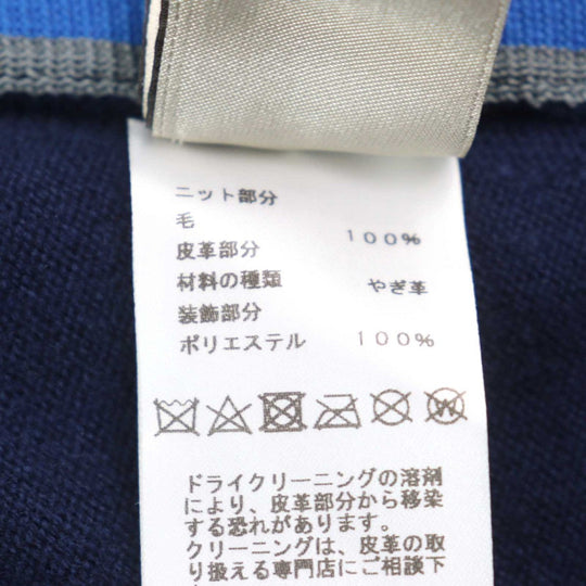 HERMES Jacket Outer: 100% wool, Leather part: goat leather, Part: 100% polyester Navy type mens XXL Used Authentic