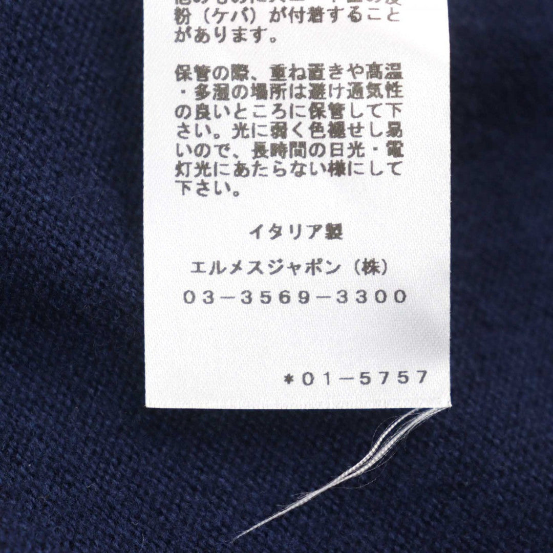 HERMES Jacket Outer: 100% wool, Leather part: goat leather, Part: 100% polyester Navy type mens XXL Used Authentic