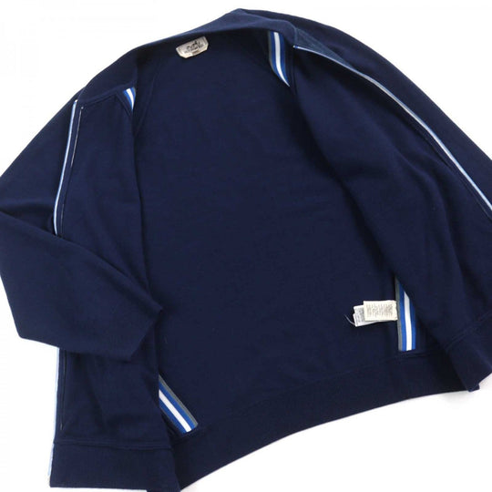 HERMES Jacket Outer: 100% wool, Leather part: goat leather, Part: 100% polyester Navy type mens XXL Used Authentic