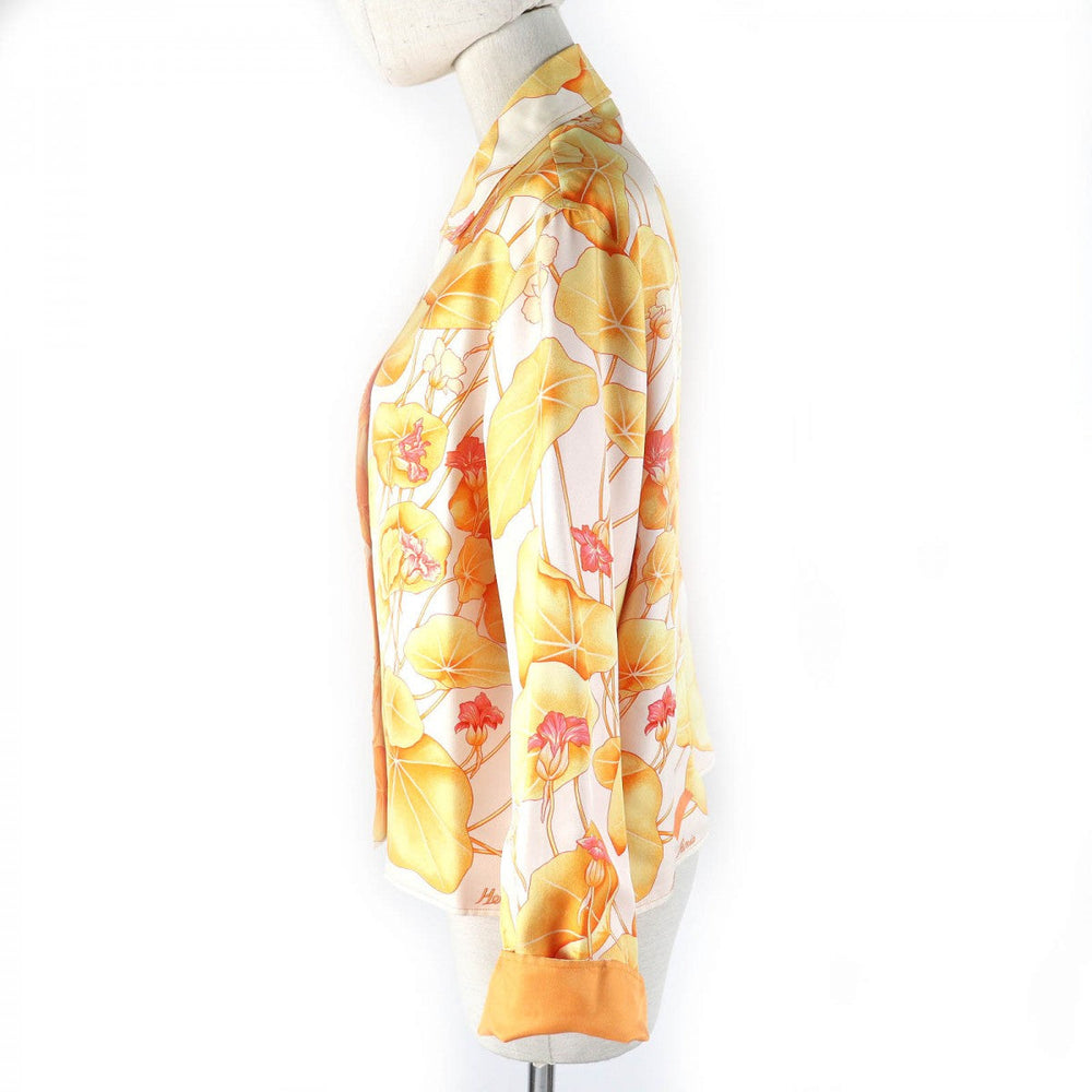 HERMES Long sleeve shirt Main: 100% silk Orange type Margiela period Les Capucines Women 38 Used Authentic