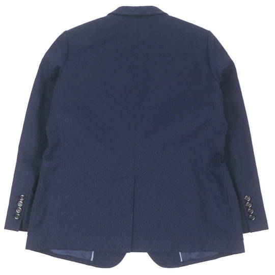 GUCCI tailored jacket 698742 Outer: 70% cotton, Outer: 30% polyester, Lining: 100% rayon, Sleeve lining: 100% cupra Navy GG cotton blend formal jacket mens 54 Used Authentic