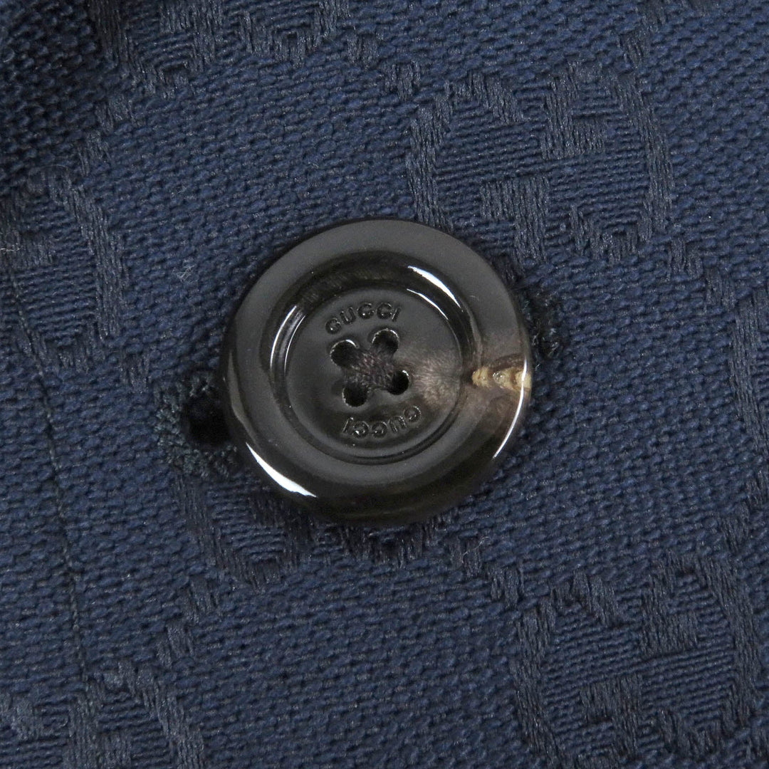 GUCCI tailored jacket 698742 Outer: 70% cotton, Outer: 30% polyester, Lining: 100% rayon, Sleeve lining: 100% cupra Navy GG cotton blend formal jacket mens 54 Used Authentic