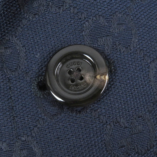 GUCCI tailored jacket 698742 Outer: 70% cotton, Outer: 30% polyester, Lining: 100% rayon, Sleeve lining: 100% cupra Navy GG cotton blend formal jacket mens 54 Used Authentic