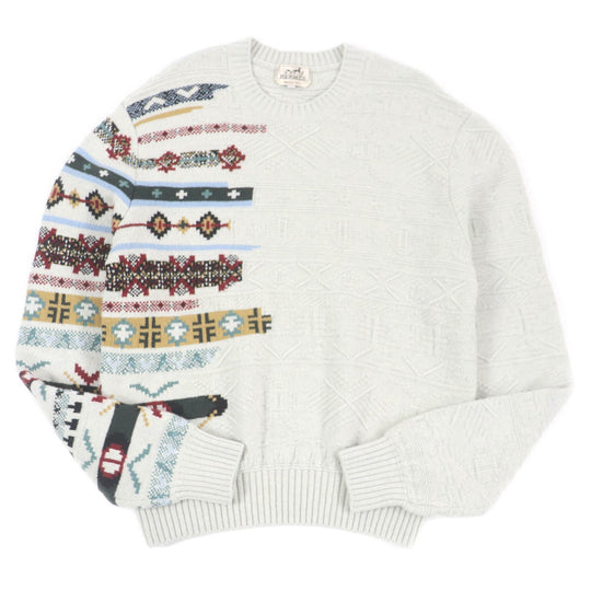 HERMES knit Main: 55% wool, 43% cashmere, 2% nylon Light gray Couleurs en cours mens S Used Authentic