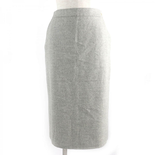 HERMES skirt Outer: 85% wool, Outer: 15% cashmere, Lining: 100% silk Light gray Women 38 Used Authentic