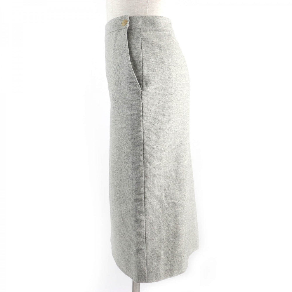 HERMES skirt Outer: 85% wool, Outer: 15% cashmere, Lining: 100% silk Light gray Women 38 Used Authentic