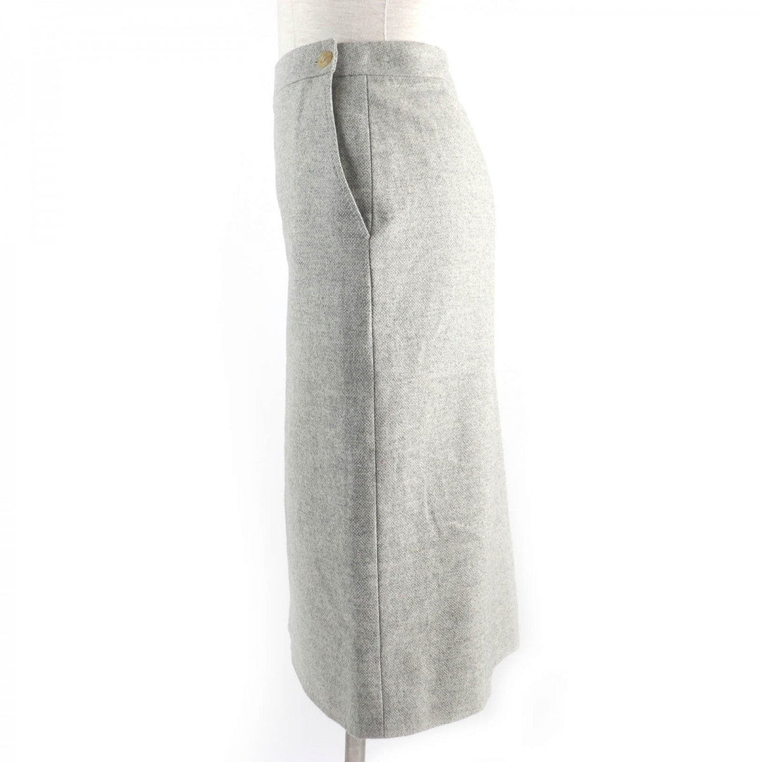 HERMES skirt Outer: 85% wool, Outer: 15% cashmere, Lining: 100% silk Light gray Women 38 Used Authentic