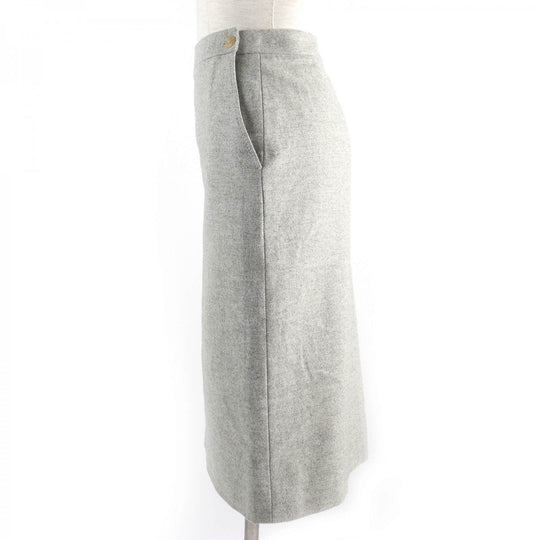 HERMES skirt Outer: 85% wool, Outer: 15% cashmere, Lining: 100% silk Light gray Women 38 Used Authentic