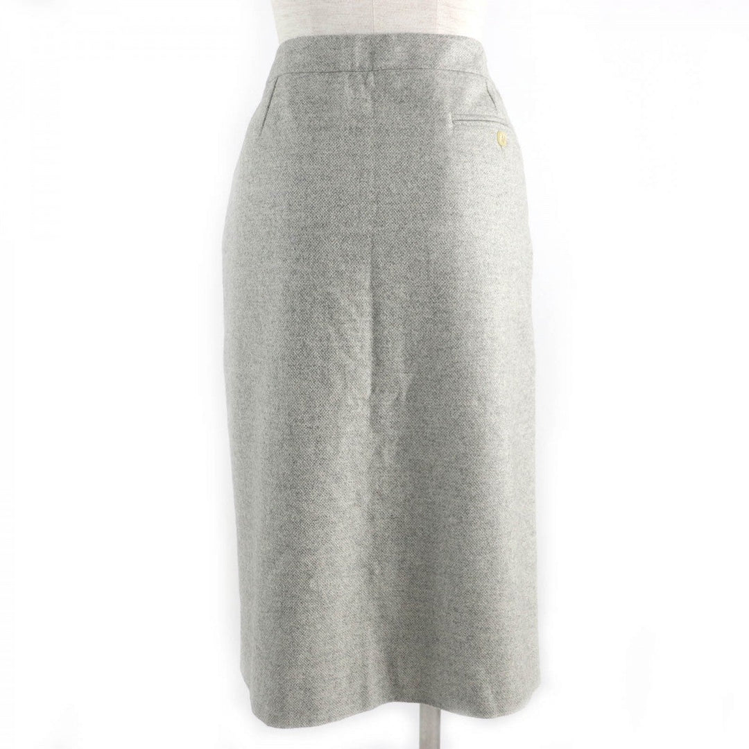 HERMES skirt Outer: 85% wool, Outer: 15% cashmere, Lining: 100% silk Light gray Women 38 Used Authentic
