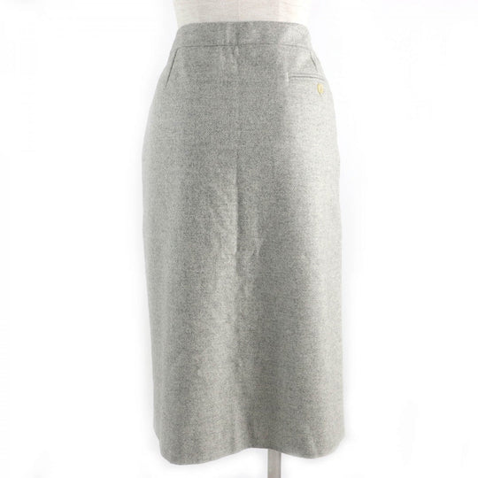 HERMES skirt Outer: 85% wool, Outer: 15% cashmere, Lining: 100% silk Light gray Women 38 Used Authentic