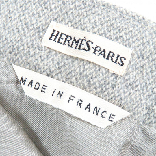 HERMES skirt Outer: 85% wool, Outer: 15% cashmere, Lining: 100% silk Light gray Women 38 Used Authentic