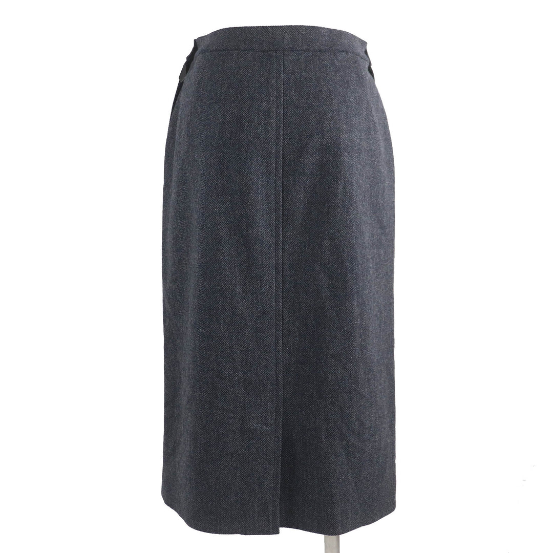 HERMES skirt Outer: 85% wool, Outer: 15% cashmere, Lining: 100% silk Dark gray type Women 36 Used Authentic