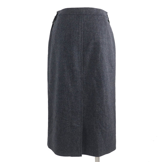 HERMES skirt Outer: 85% wool, Outer: 15% cashmere, Lining: 100% silk Dark gray type Women 36 Used Authentic