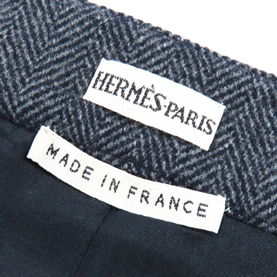 HERMES skirt Outer: 85% wool, Outer: 15% cashmere, Lining: 100% silk Dark gray type Women 36 Used Authentic
