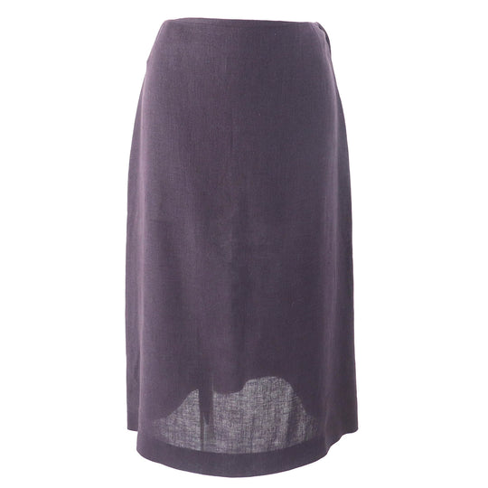 HERMES skirt Main: 100% linen, leather part: cowhide Dark purple type Women 38 Used Authentic