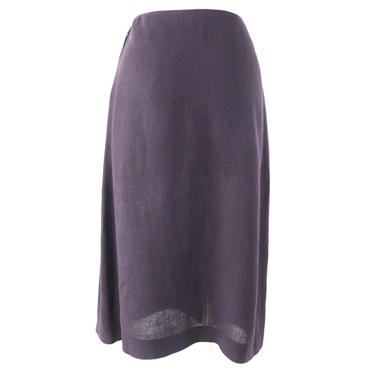 HERMES skirt Main: 100% linen, leather part: cowhide Dark purple type Women 38 Used Authentic