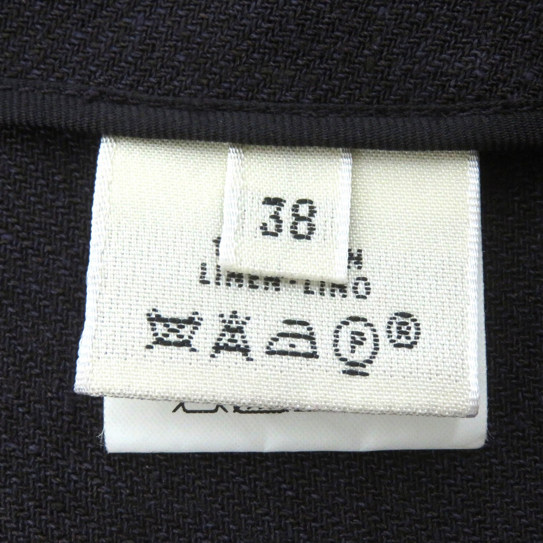 HERMES skirt Main: 100% linen, leather part: cowhide Dark purple type Women 38 Used Authentic