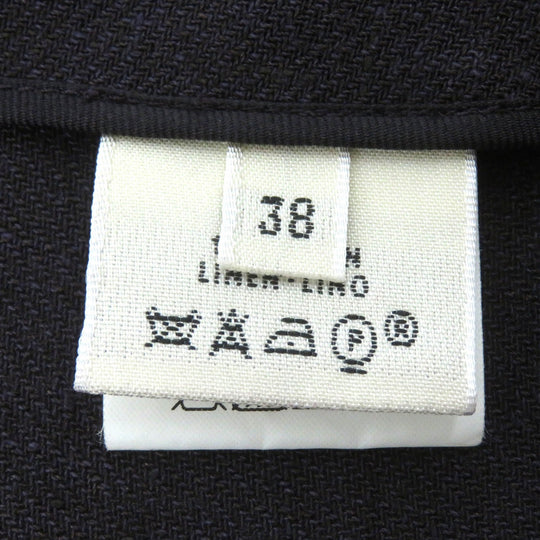 HERMES skirt Main: 100% linen, leather part: cowhide Dark purple type Women 38 Used Authentic