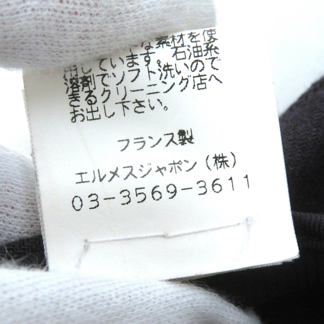 HERMES skirt Main: 100% linen, leather part: cowhide Dark purple type Women 38 Used Authentic