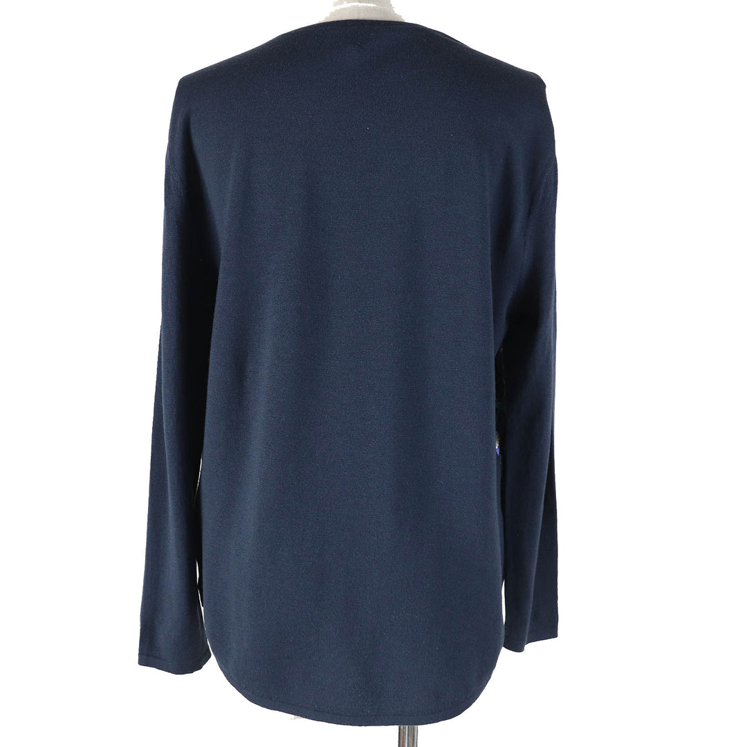 HERMES knit Outer: 100% silk, Main: 100% wool Navy multi-color Women M Used Authentic