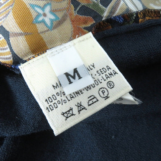 HERMES knit Outer: 100% silk, Main: 100% wool Navy multi-color Women M Used Authentic