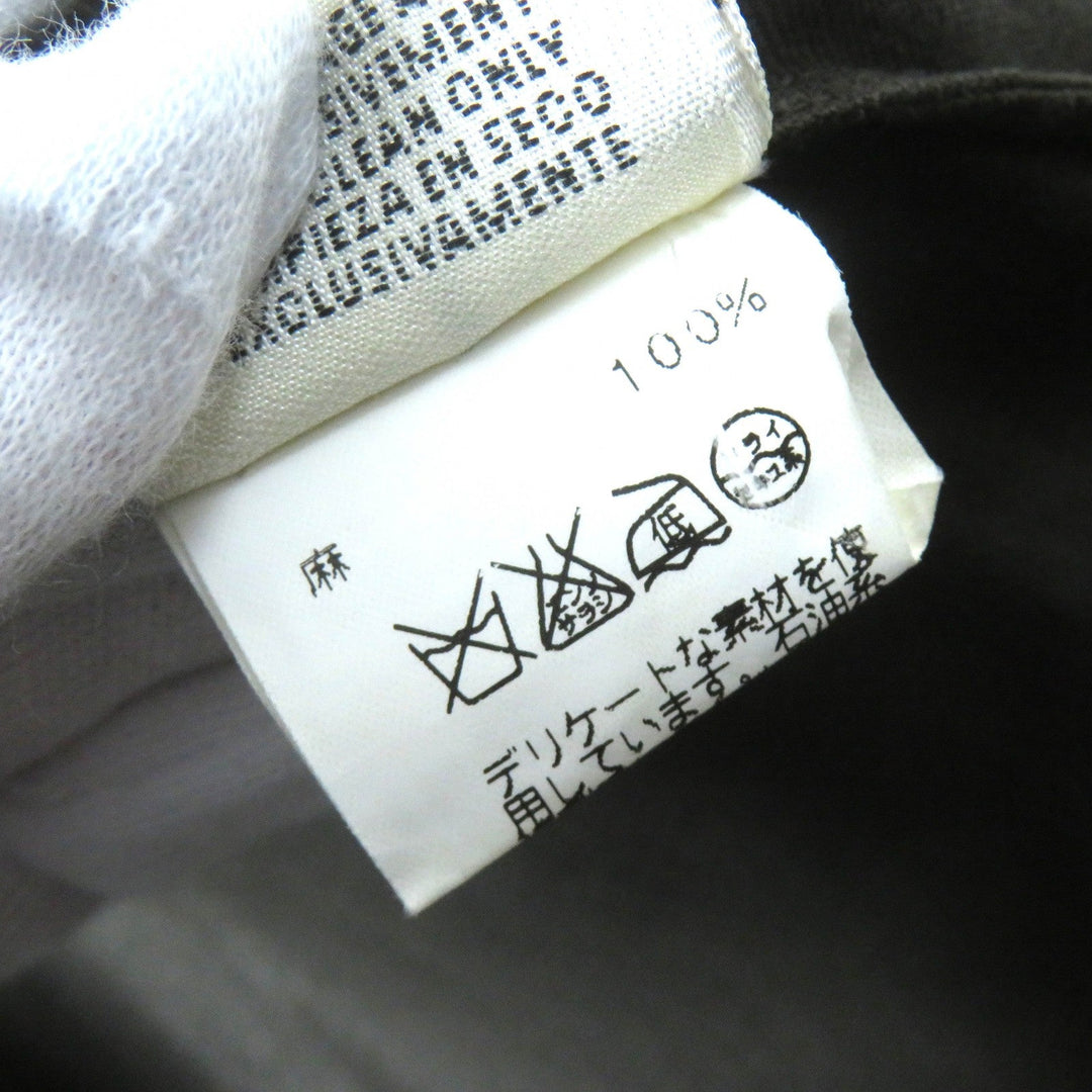 HERMES one piece Main: 100% linen khaki Women 38 Used Authentic