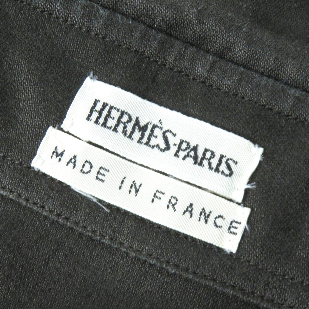 HERMES one piece Main: 100% linen khaki Women 38 Used Authentic